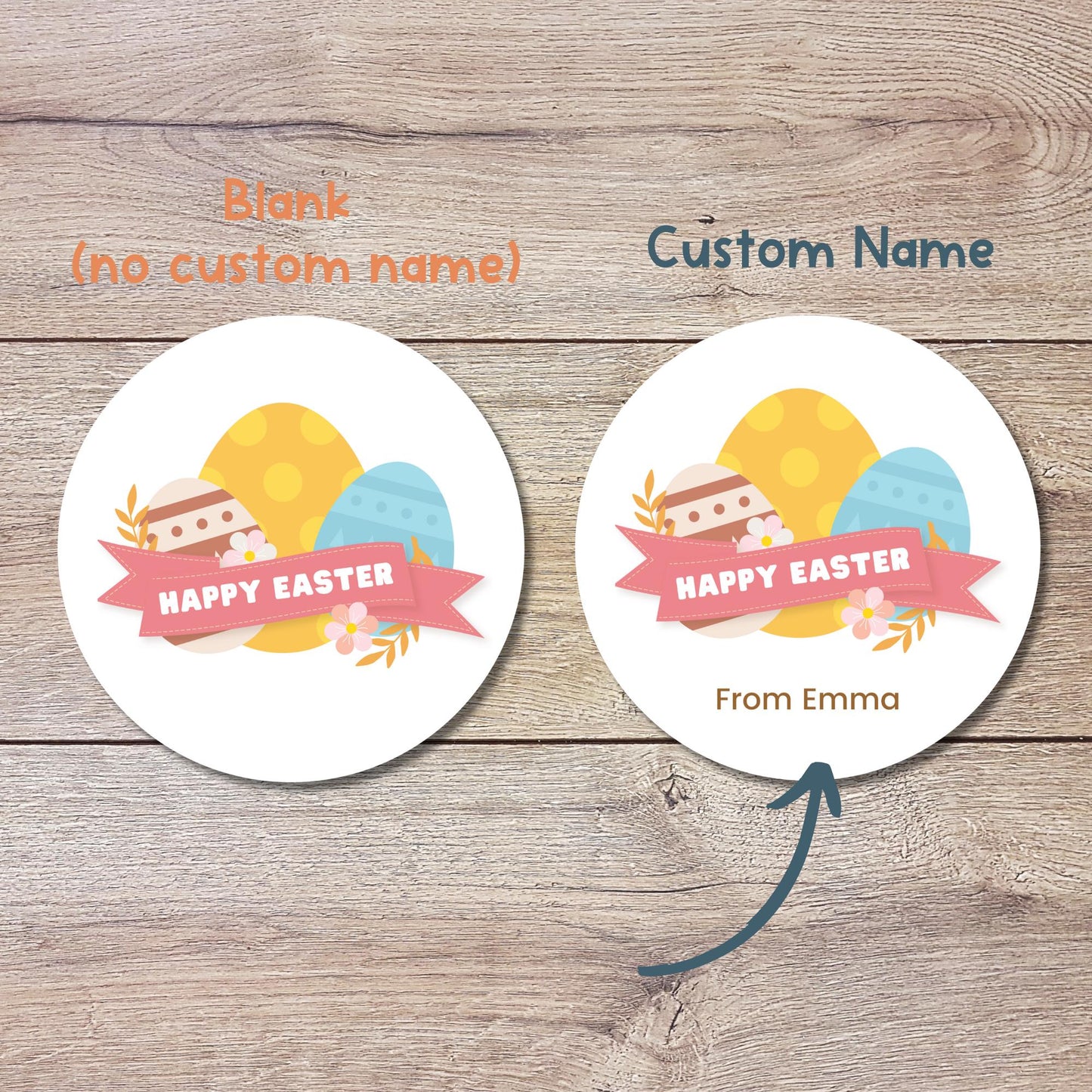 Personalized Happy Easter Stickers, Custom Easter Labels, Easter Gift Basket Party Favor Treat Bag Stickers, Customize Name Event Labels