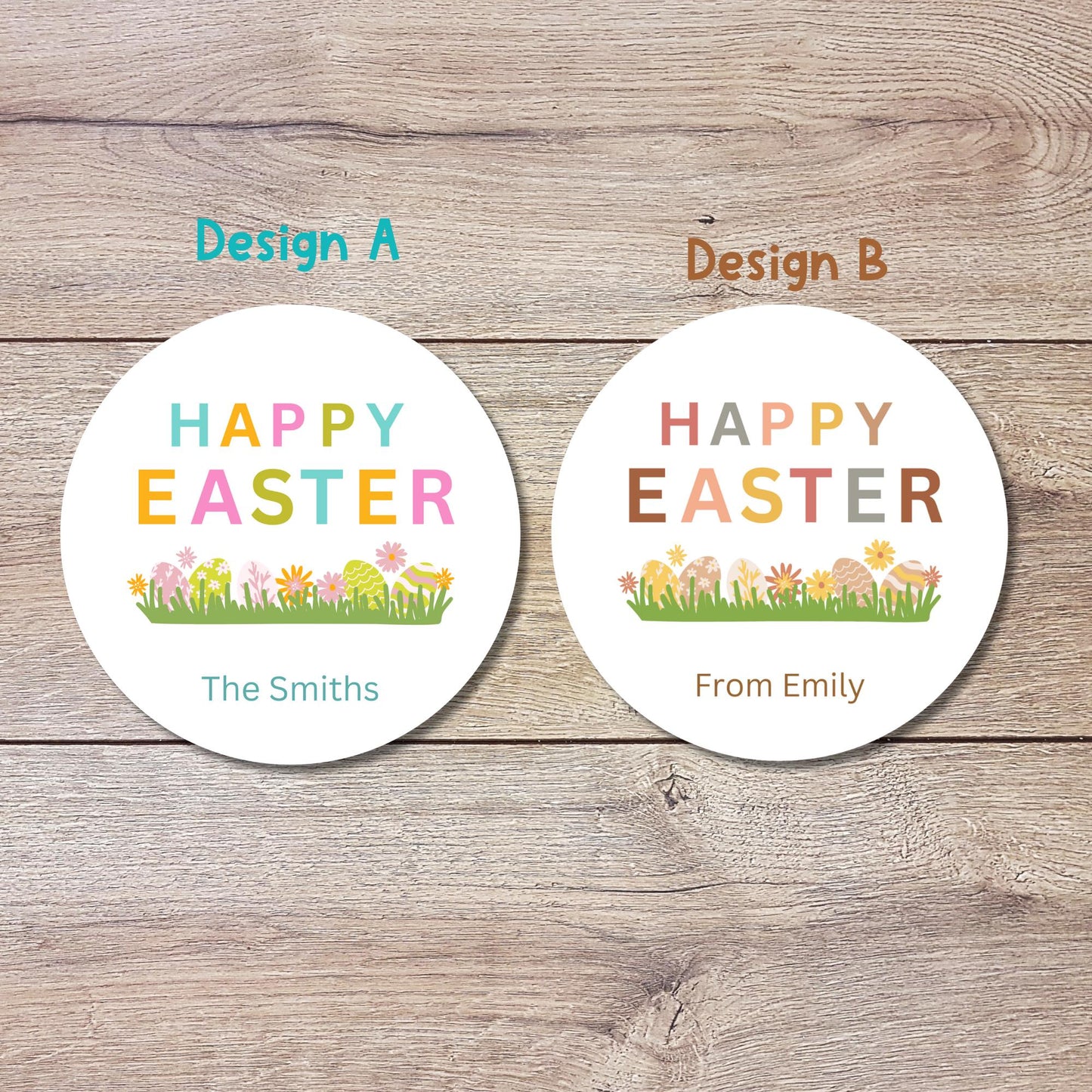 Personalized Happy Easter Stickers, Custom Easter Labels, Easter Gift Basket Party Favor Treat Bag Stickers, Customize Name Event Labels