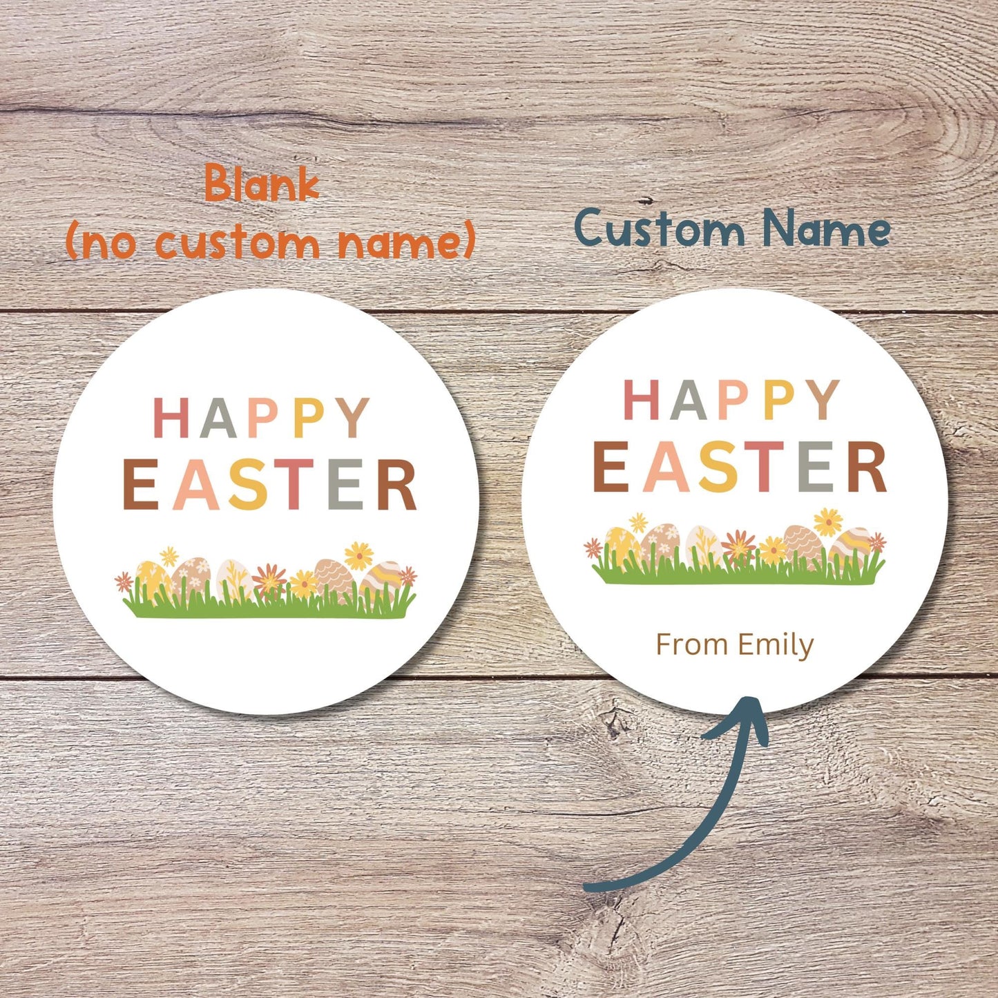 Personalized Happy Easter Stickers, Custom Easter Labels, Easter Gift Basket Party Favor Treat Bag Stickers, Customize Name Event Labels