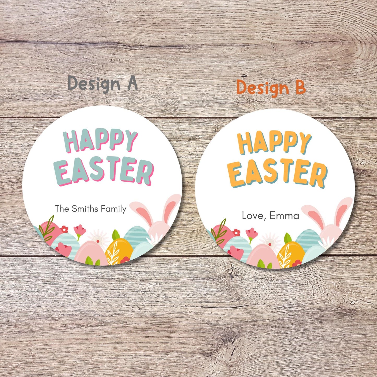 Personalized Happy Easter Stickers, Custom Easter Eggs Labels, Easter Gift Basket Party Favor Treat Bag Stickers, Customize Name Event Label