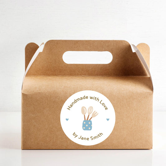 Personalized Baked with Love Stickers, Customized Baked Goods Label, Homemade with Love Small Business Bakery Packaging Labels
