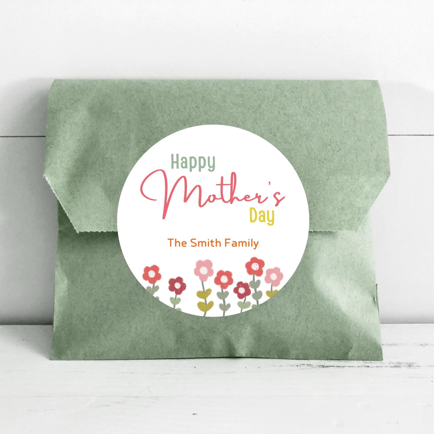 Personalized Mother's Day Stickers, Happy Mother’s Day Labels, Custom Floral Mother's Day Gift Stickers