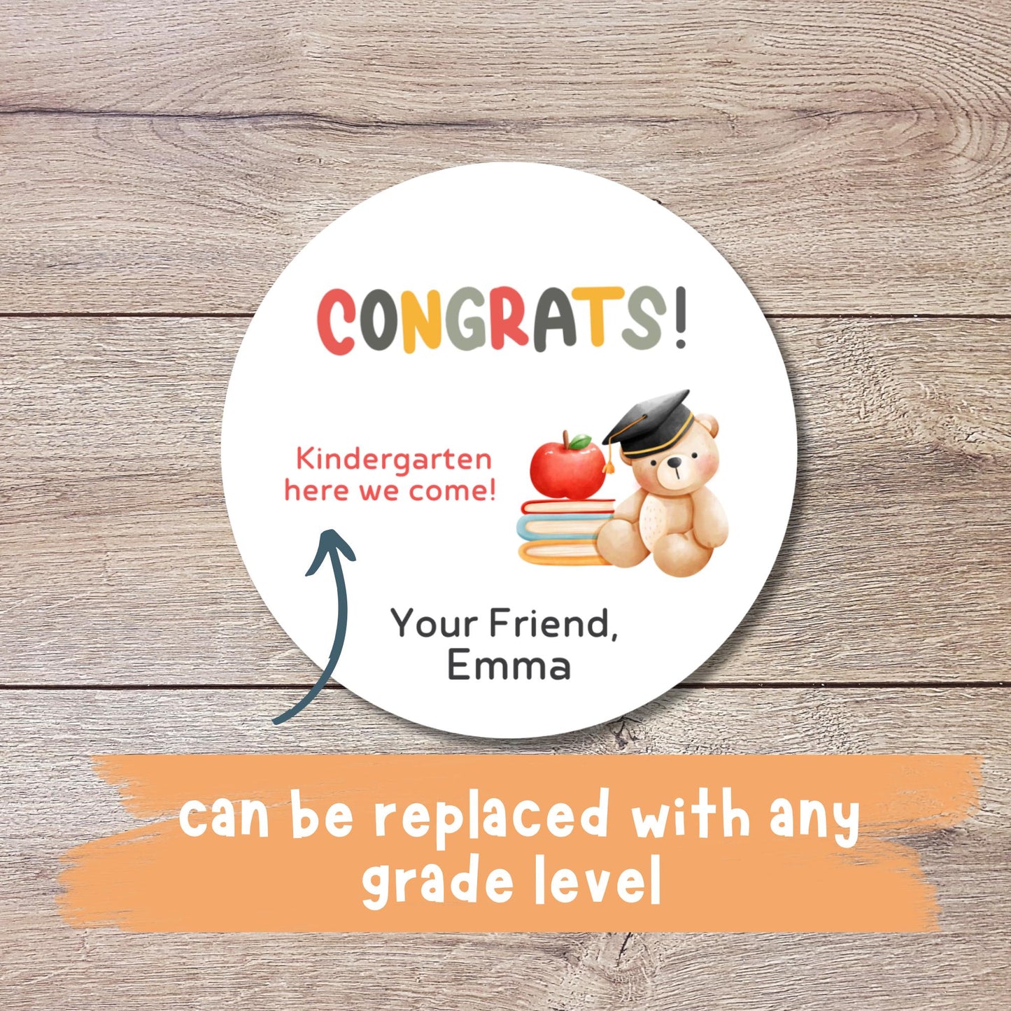 Personalized Kindergarten Promotion Stickers, Congrats Happy Kids Graduation Label End of School Party Treat Bag Have a Great Summer Sticker