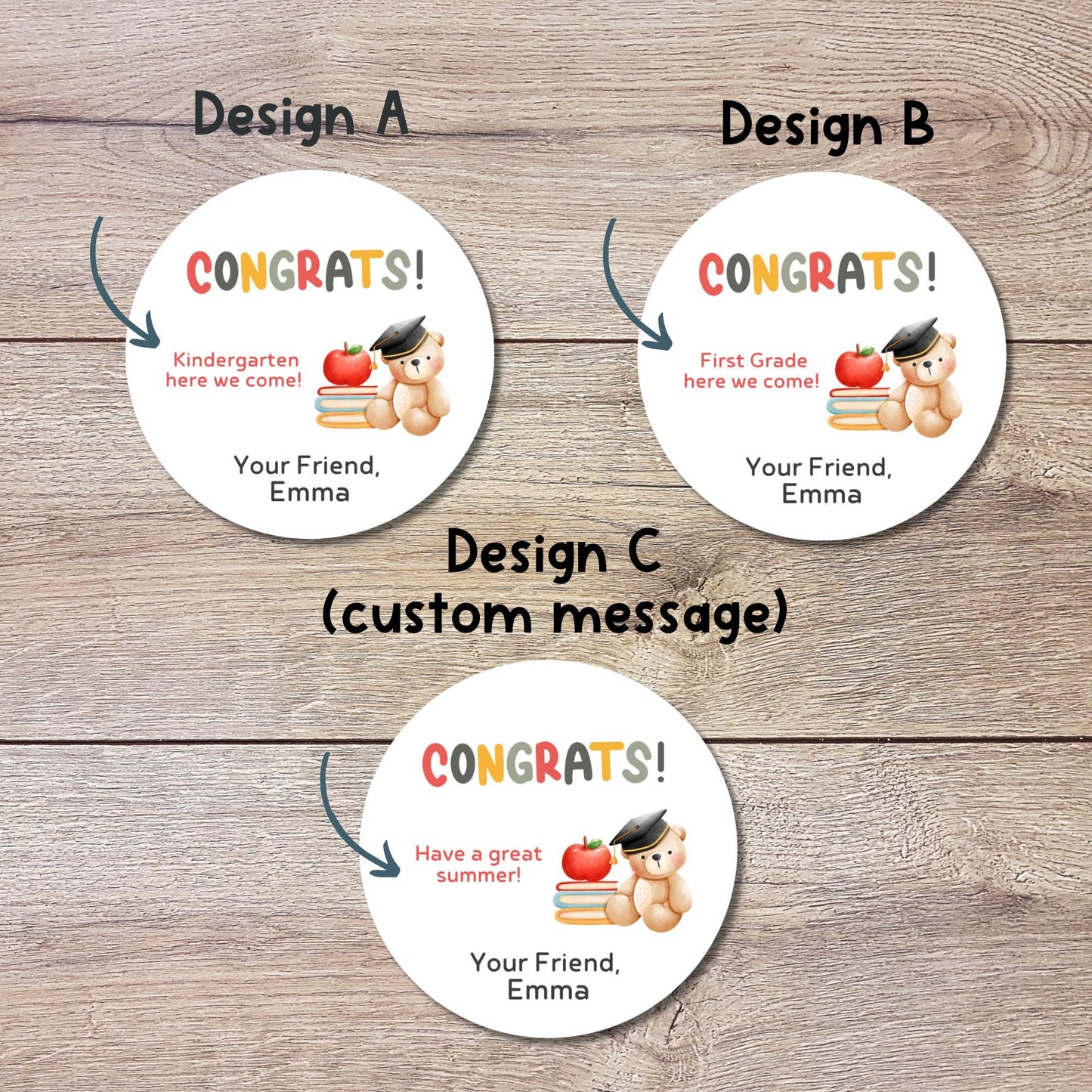 Personalized Kindergarten Promotion Stickers, Congrats Happy Kids Graduation Label End of School Party Treat Bag Have a Great Summer Sticker