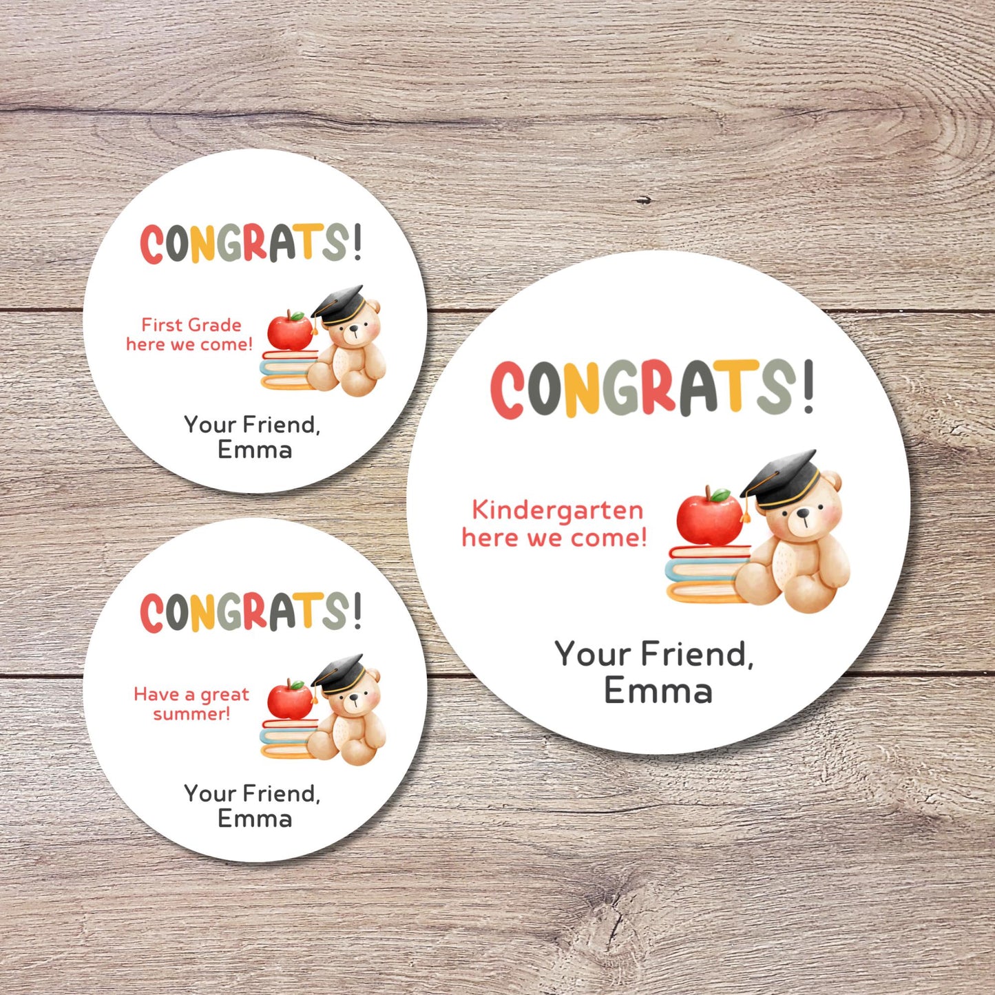 Personalized Kindergarten Promotion Stickers, Congrats Happy Kids Graduation Label End of School Party Treat Bag Have a Great Summer Sticker