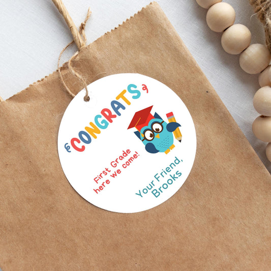 Personalized Kindergarten Promotion Gift Tags, Happy Kids Graduation Congrats End of School Party Treat Tags Have a Great Summer Gift Tags
