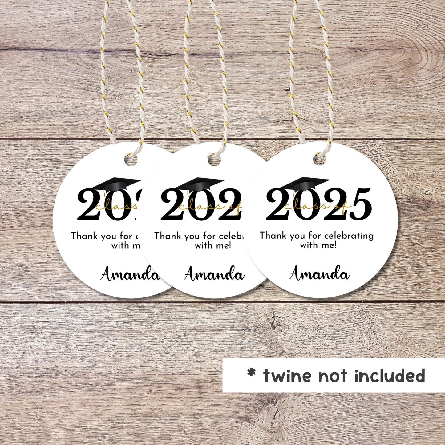 Personalized School Graduation Tags, Class of 2025 Happy Graduation Tag, Custom Graduation Party Favor Gift Tags, Printed Round Tags