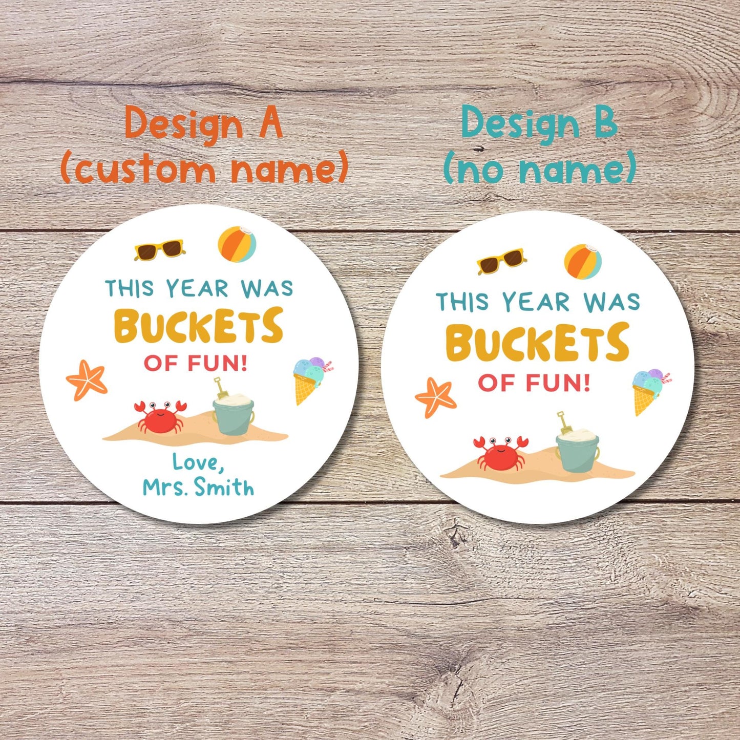 This Year Was Bucket of Fun, Personalized School Party Stickers, End of School Party Treat Bag Sticker, Last Day of School Party Stickers