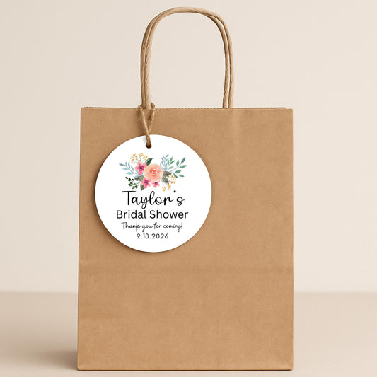 Personalized Bridal Shower Gift Tags, Baby Shower Thank You for Coming Party Favor Treat Bag Tag, Custom Gift Tag