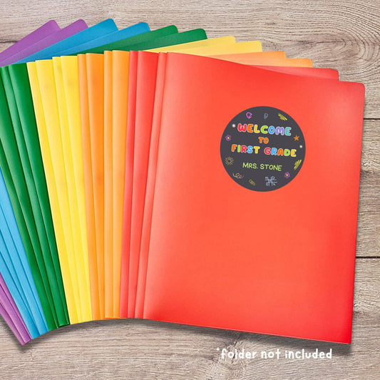 Personalized Back to School Stickers, Welcome to Kindergarten First Grade First Day of School Label Sticker, School Day Teacher Folder Label