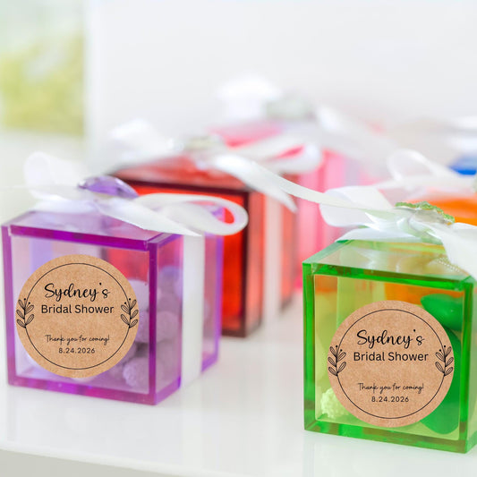 Personalized Floral Wreath Bridal Shower Stickers, Floral Bridal Shower Thank You Labels, Custom Bride-to-Be Bachelorette Party Favor