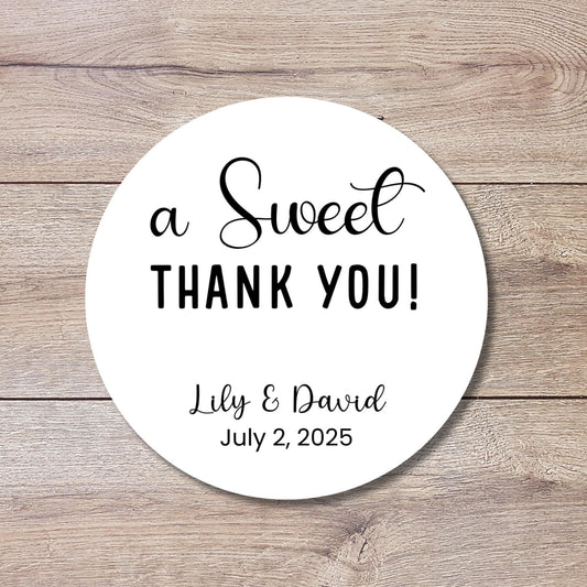 A Sweet Thank You Sticker, Personalized Wedding Stickers, Custom Bridal Shower, Baby Shower, Birthday Anniversary Party Favor Labels