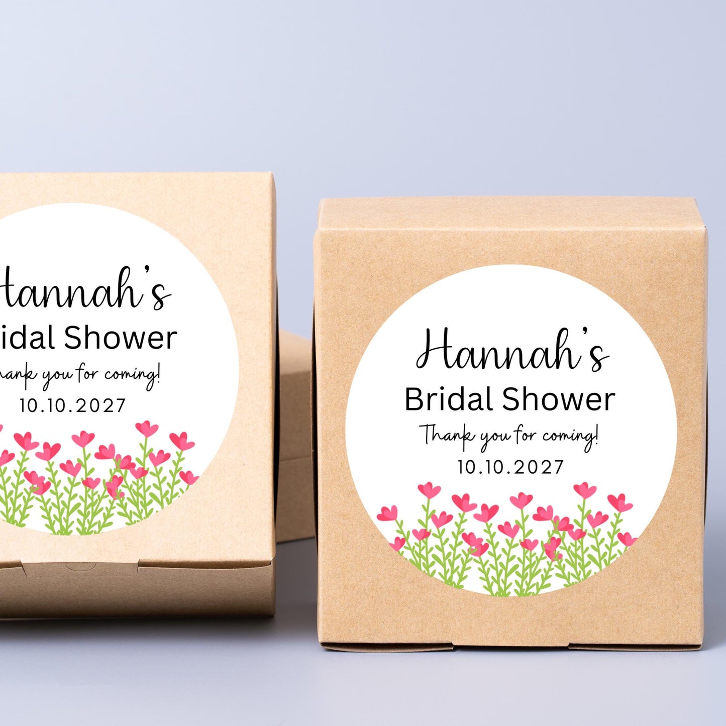 Personalized Pink Flower Bridal Shower Stickers, Floral Bridal Shower Thank You Labels, Custom Bride-to-Be Bachelorette Party Favor
