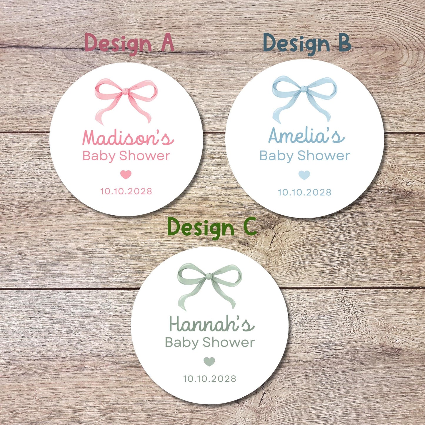 Bow Baby Shower Stickers, Custom Thank You for Showering Our Baby with Love Labels, Personalized Mom to Be Sprinkling Baby Party Favor