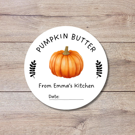 Homemade Pumpkin Butter Canning Stickers, Custom Homemade Puree Stickers, Personalized Mason Jar Lid Labels, Gifting Fruit Preserves Labels