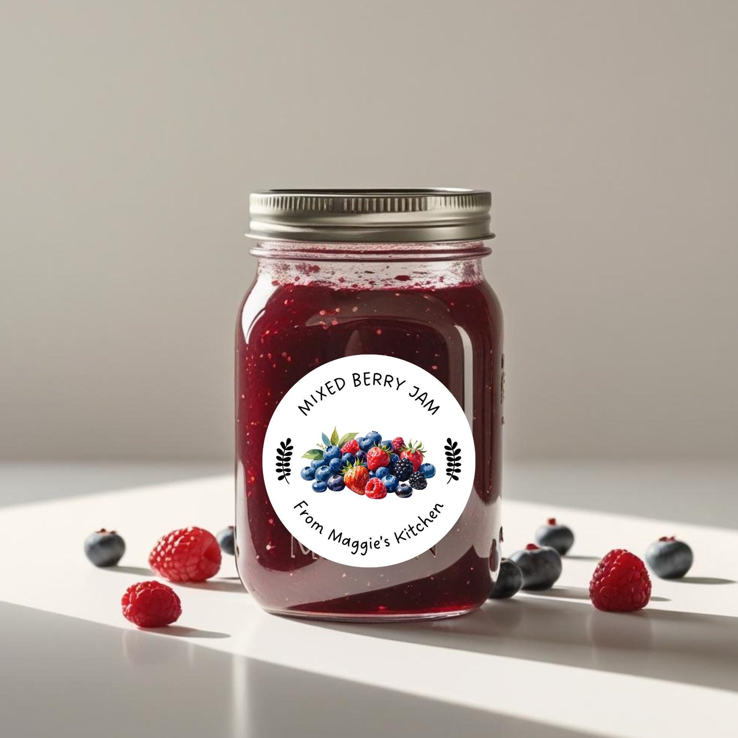 Mixed Berry Jam Stickers, Custom Homemade Puree Canning Stickers, Personalized Mason Jar Lid Labels, Gifting Fruit Jam Preserves Labels
