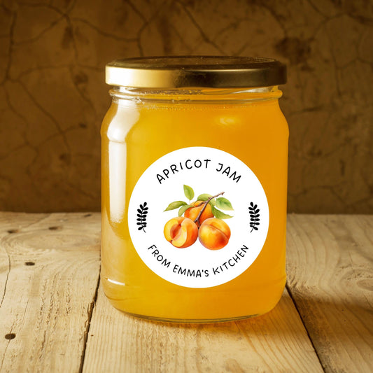 Personalized Homemade Apricot, Cherry, Plum Jam Stickers, Customized Fruit Jam Label, Jam Packed with Love, Small Business Food Packaging