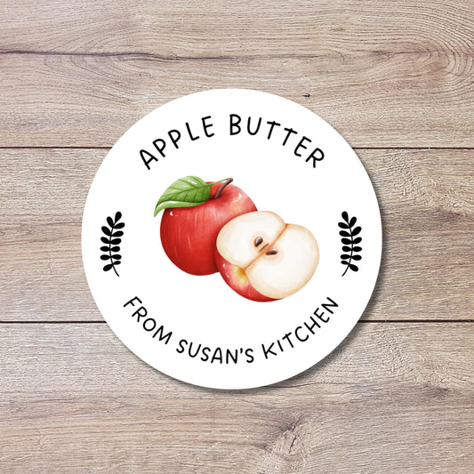 Apple Butter Canning Stickers, Custom Homemade Puree Stickers, Personalized Mason Jar Lid Labels, Gifting Fruit Preserves Labels