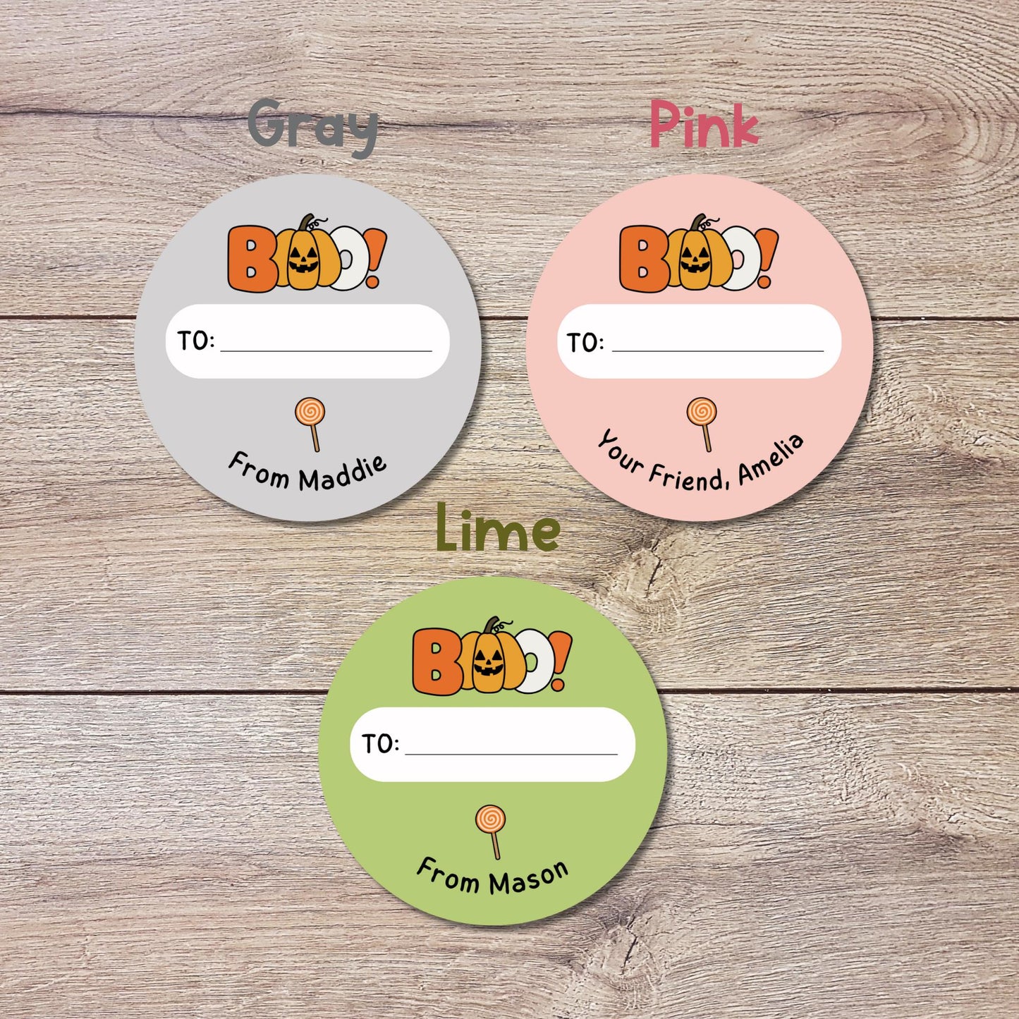 To and From Halloween Boo Stickers, Custom Halloween Goody Bag Label, Printed Kids Happy Halloween School Event Gift Label, Retro Style