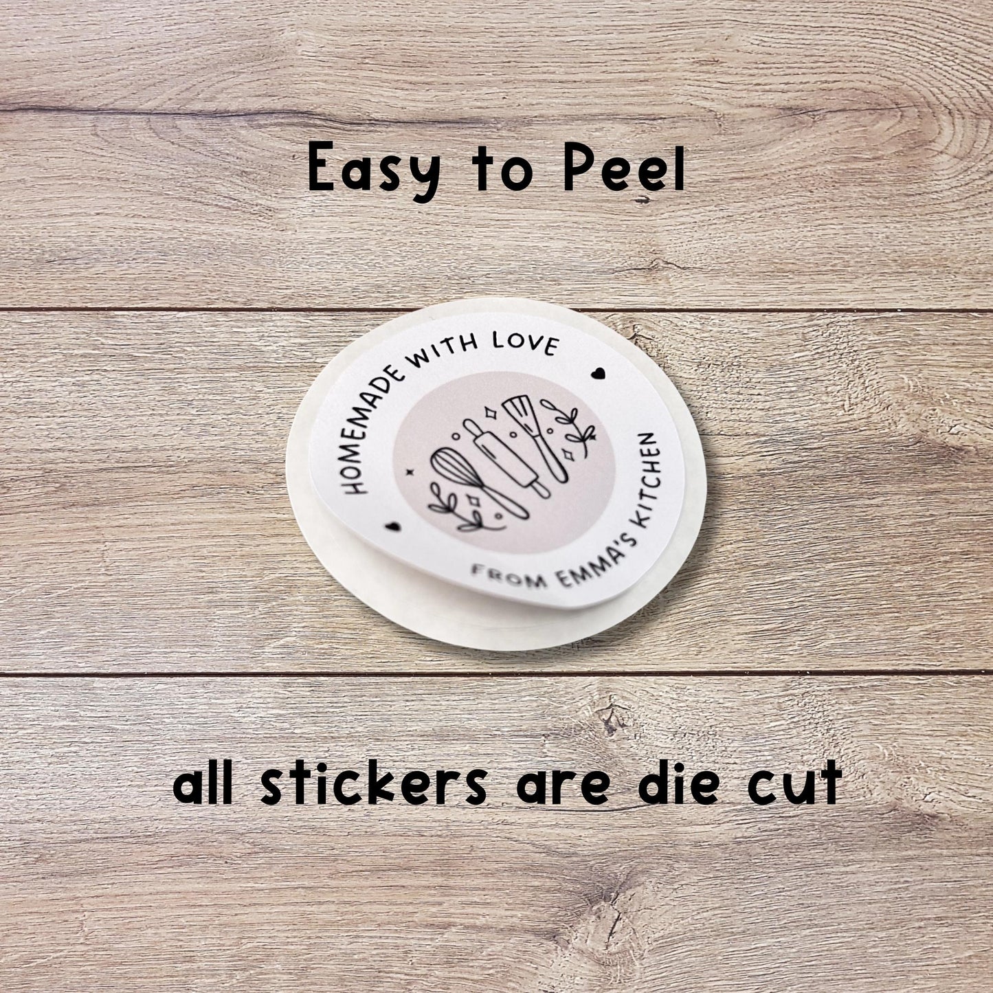 Baked with Love Stickers, Personalized Homemade with Love Labels, Custom Fall Autumn Holiday Thanksgiving Homemade Bakery, Pie Stickers