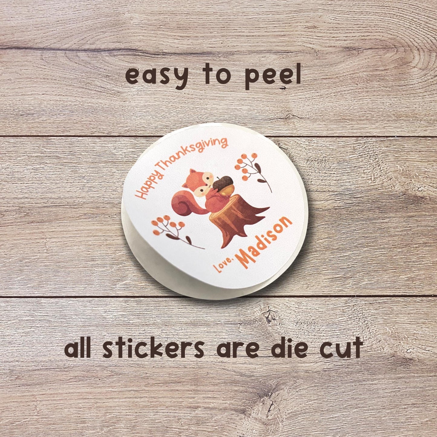 Wishing You A Happy Thanksgiving Personalized Stickers, Custom Fall Autumn Thank You Label for Event Party Favor
