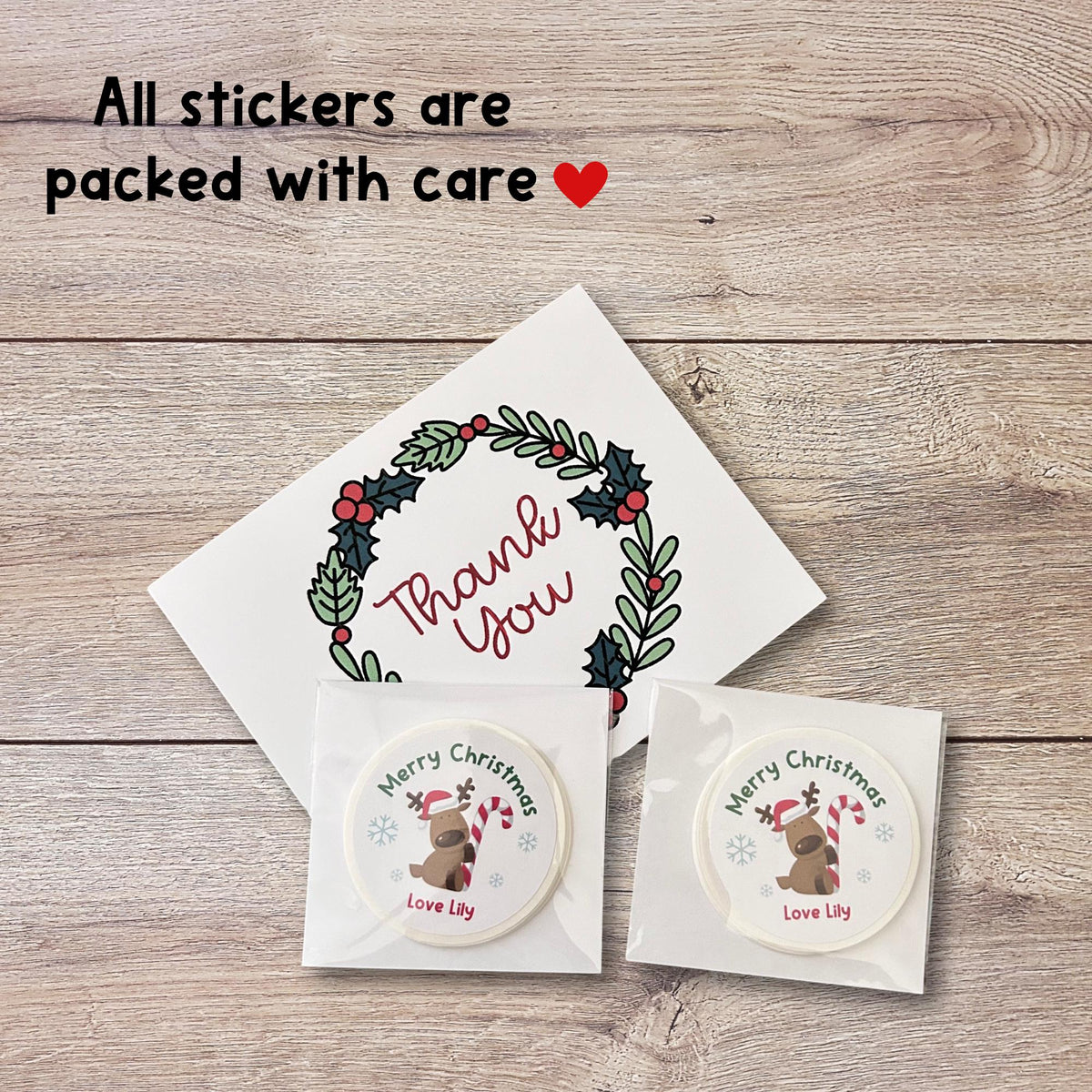 Personalized Christmas Wreath Stickers, Custom Happy Holidays Name Labels for Gift Wrapping Party Favors