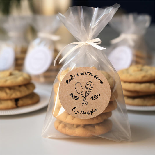 Personalized Baked with Love Stickers, Custom Homemade with Love Small Business Bakery Packaging Labels