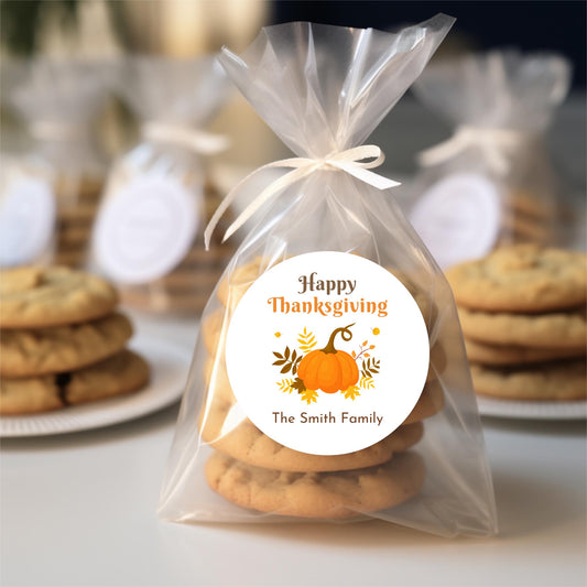 Happy Thanksgiving Personalized Stickers, Custom Fall Autumn Thank You Label for Event Party Favor Invitation Seals