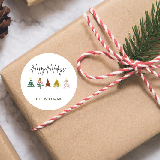 Personalized Merry Christmas Gift Stickers, Custom Name Happy Holidays Party Favor Labels, Printed and Shipped