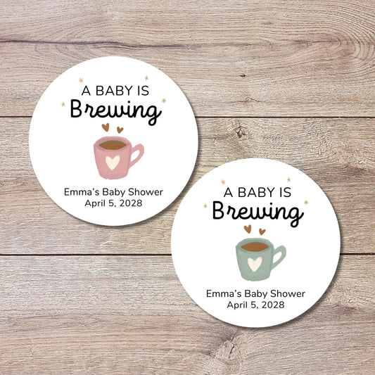 A Baby is Brewing Baby Shower Stickers, Custom Thank You for Showering Labels, Mom to Be Sprinkling Baby Party Favor Sticker
