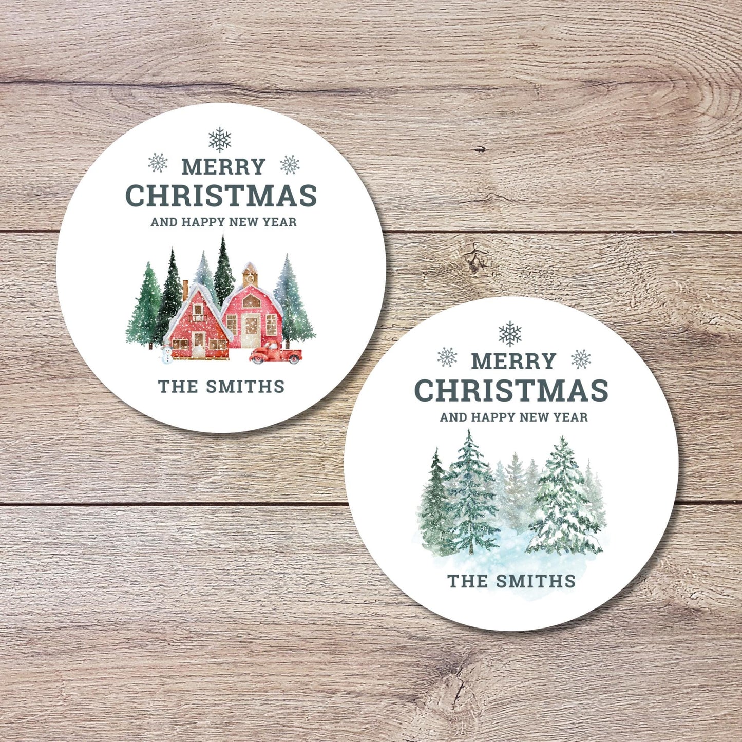 Classic Merry Christmas Personalized Stickers, Custom Holiday Name Labels for Gift Wrapping Party Favors, Invitation Envelope Seals