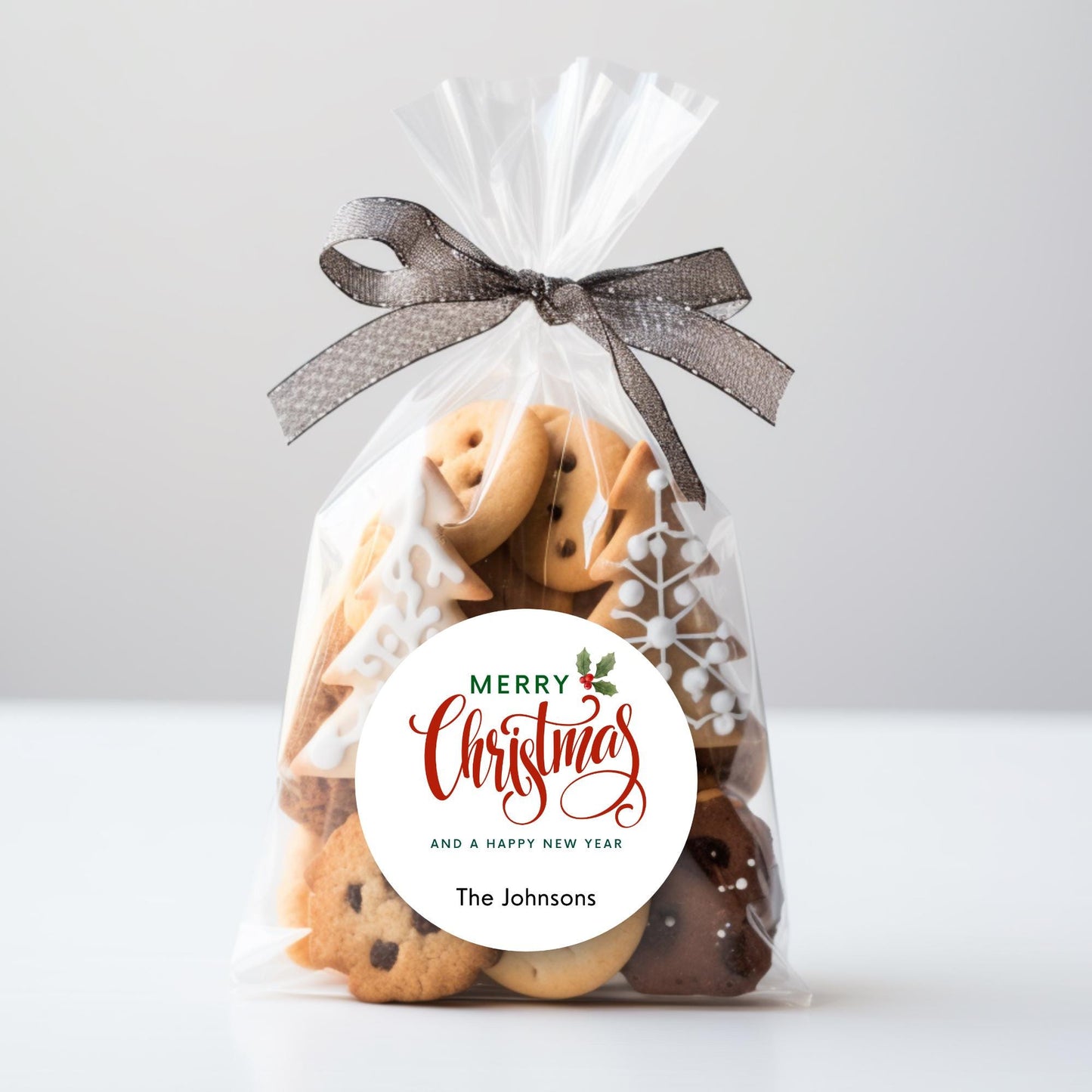 Classic Merry Christmas Personalized Stickers, Custom Holiday Name Labels for Gift Wrapping Party Favors, Invitation Envelope Seals