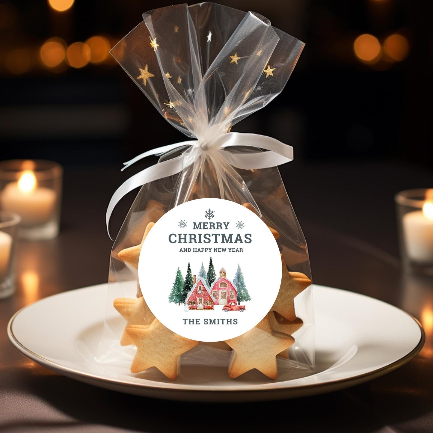 Classic Merry Christmas Personalized Stickers, Custom Holiday Name Labels for Gift Wrapping Party Favors, Invitation Envelope Seals