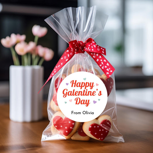 Personalized Galentine's Day Stickers, Custom Valentine's Party Favor Treat Bag Labels