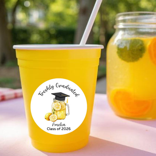 Personalized Freshly Graduated Graduation Stickers, Custom Grad Party Gift Bag Labels