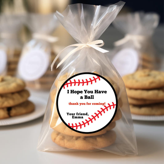 Personalized Hope You Had A Ball Baseball Stickers, Custom Party Favor Gift Bag Labels