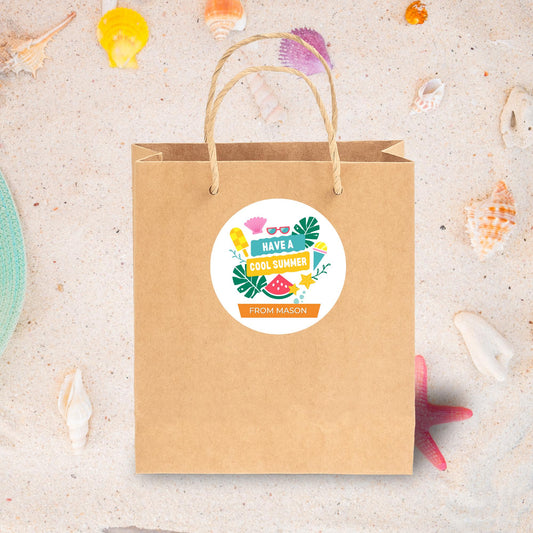Personalized Have a Cool Summer Stickers, Last Day End of School Party Gift Bag Labels