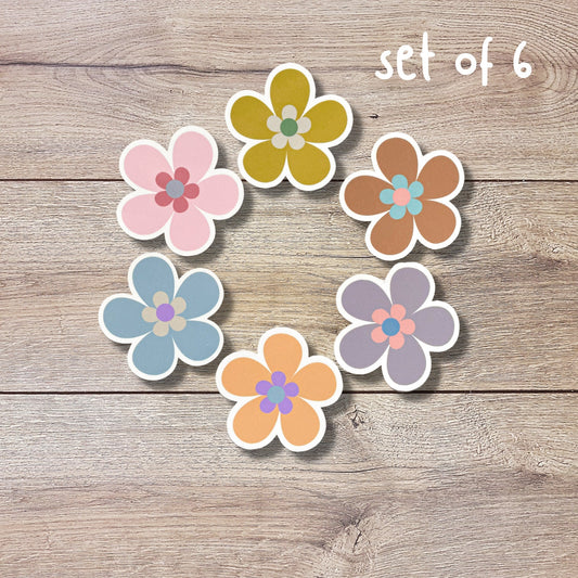 Retro Flower Vinyl Sticker Set