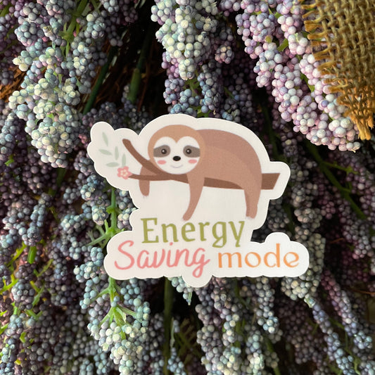 Sloth Energy Saving Mode Vinyl Sticker