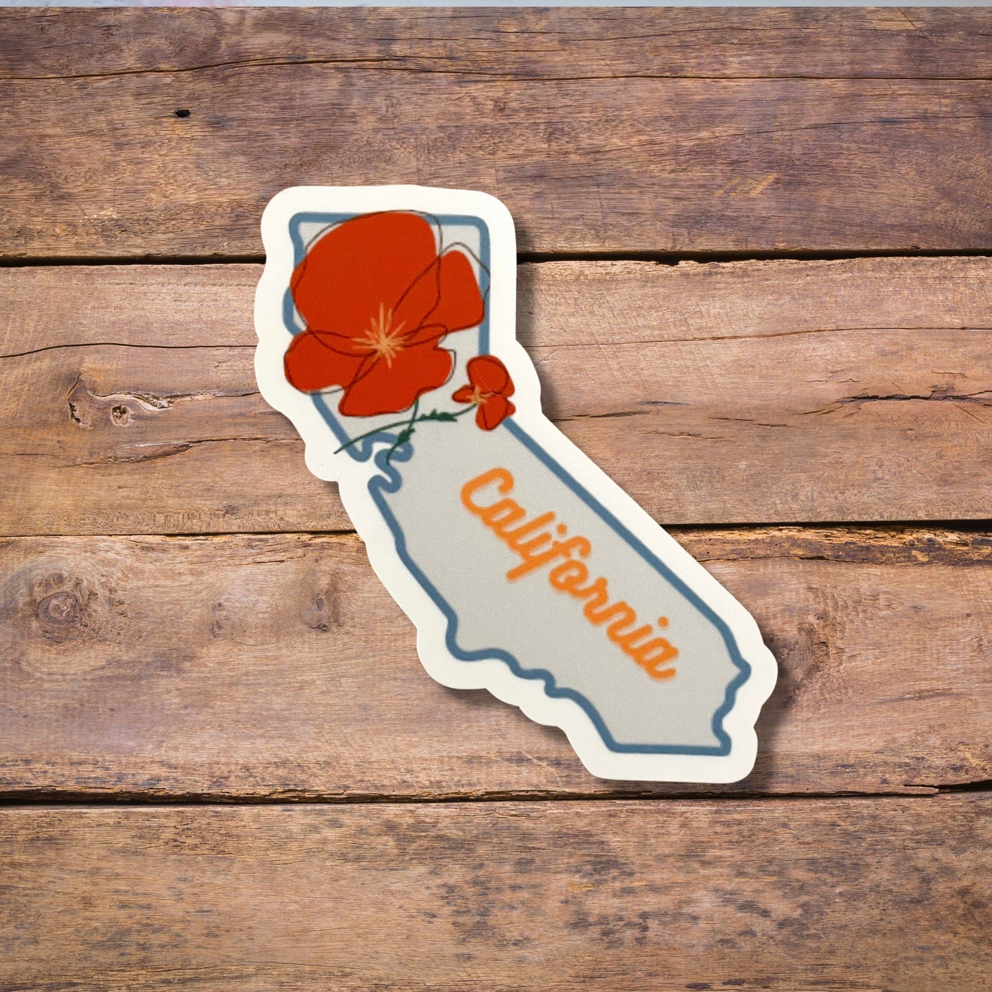 California State Flower Poppy Vinyl Sticker