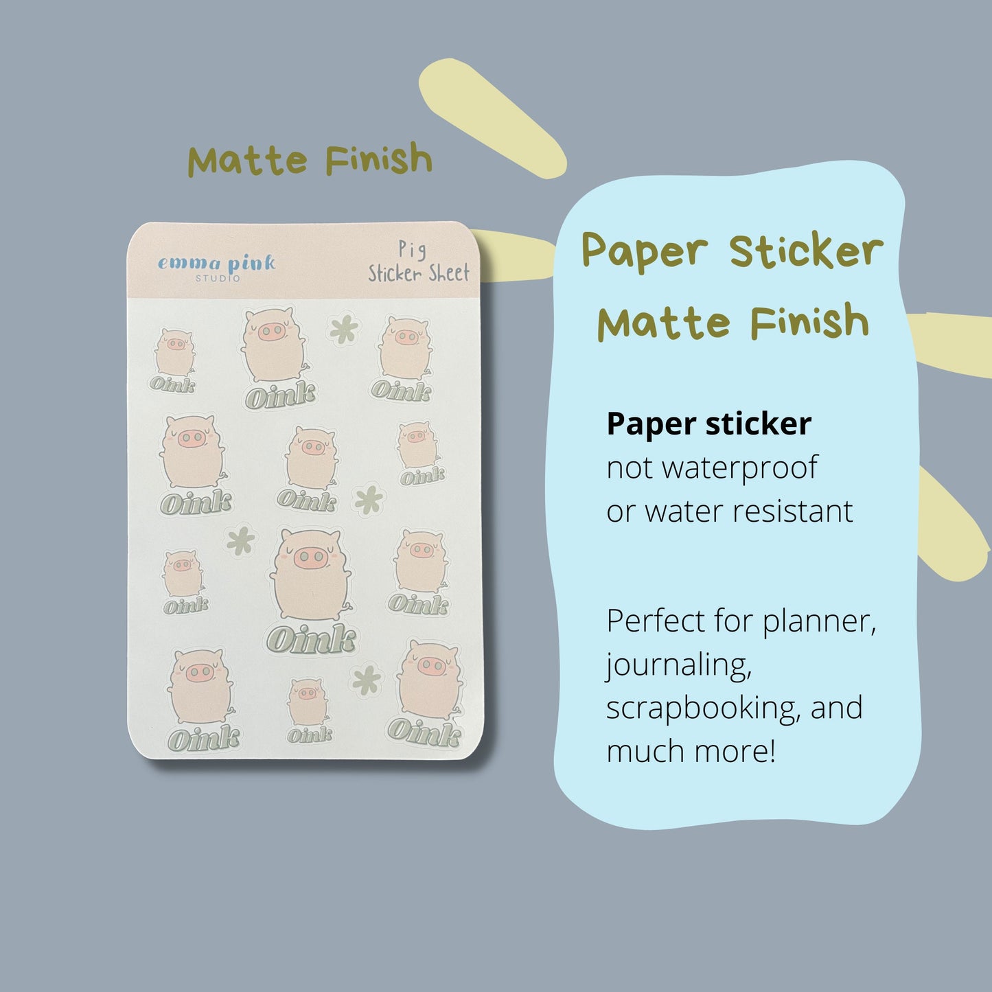 Pig Oink Sticker Sheet