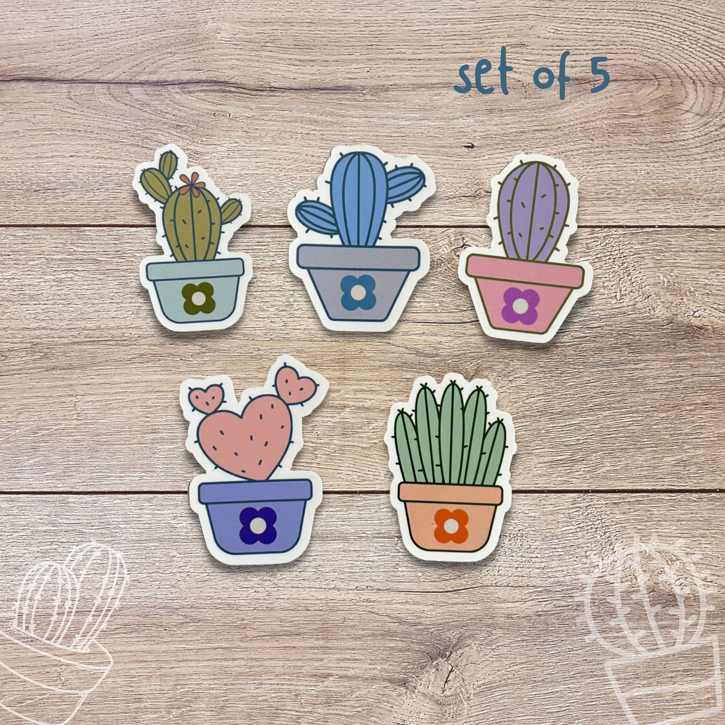 Colorful Cactus Vinyl Sticker Set