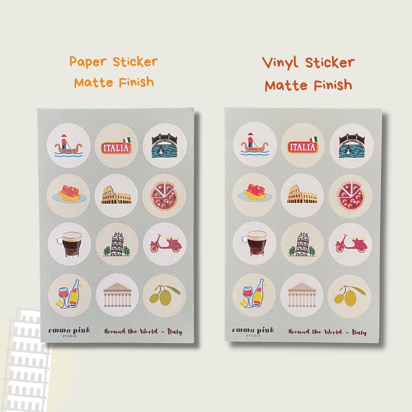 Italy Travel Sticker Sheet