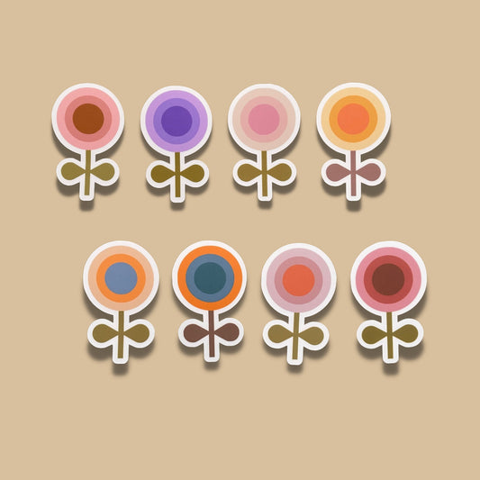 Retro Boho Flower Vinyl Sticker Set
