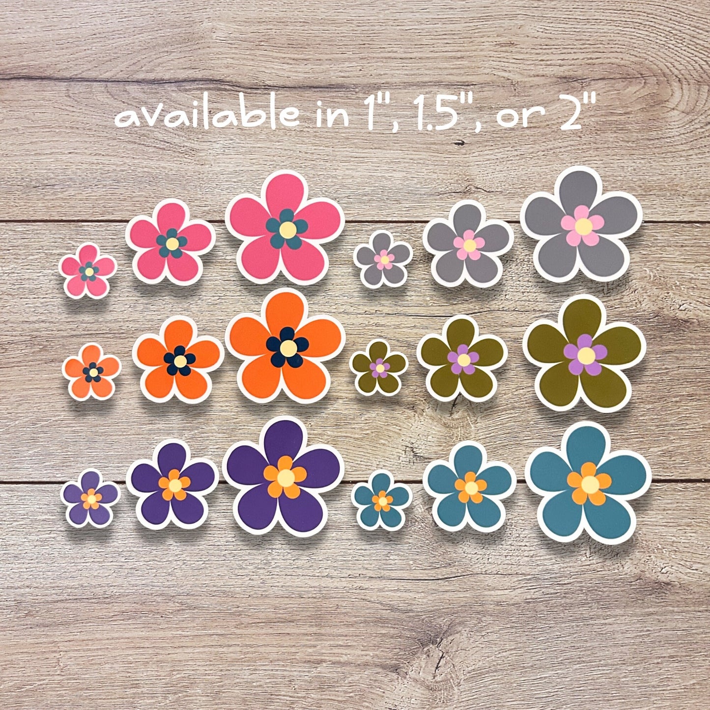 Fall Flowers Vinyl Sticker Set of 6, Flower Pack, 1" 1.5"or 2" Matte or Glossy Finish, Mini Flower Laptop Water Bottle Phone Fall Sticker,