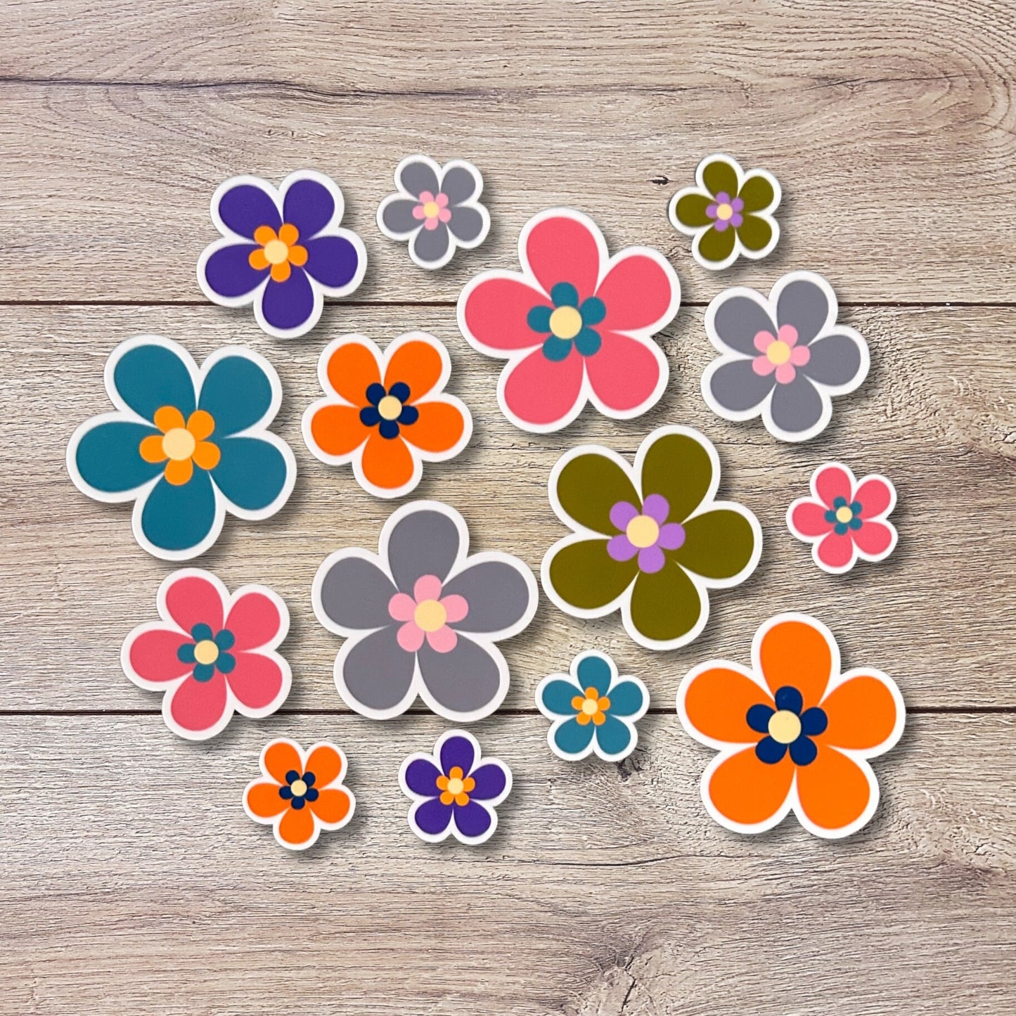Fall Flowers Vinyl Sticker Set of 6, Flower Pack, 1" 1.5"or 2" Matte or Glossy Finish, Mini Flower Laptop Water Bottle Phone Fall Sticker,