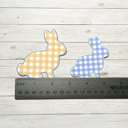 Colorful Plaid Bunny Rabbit Vinyl Sticker | Glossy Finish | Waterproof | Easter Sticker | Laptop Sticker | Water Bottle | Animal Sticker