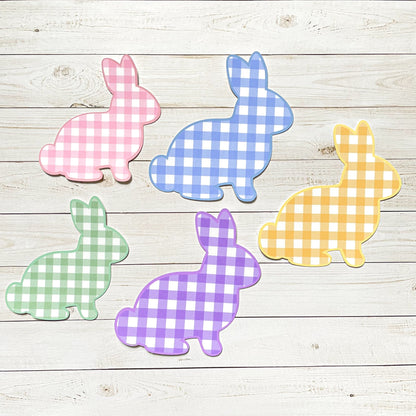 Colorful Plaid Bunny Rabbit Vinyl Sticker | Glossy Finish | Waterproof | Easter Sticker | Laptop Sticker | Water Bottle | Animal Sticker