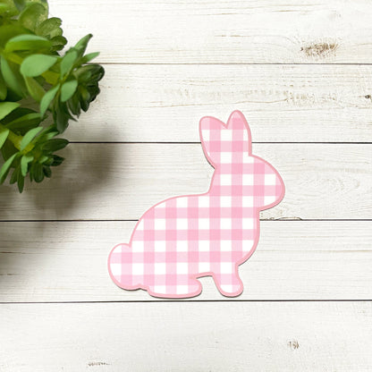 Colorful Plaid Bunny Rabbit Vinyl Sticker | Glossy Finish | Waterproof | Easter Sticker | Laptop Sticker | Water Bottle | Animal Sticker