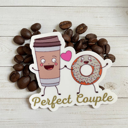Coffee Donut Vinyl Sticker | Glossy Finish | Waterproof | Coffee Sticker | Valentine Sticker | Laptop Sticker | Water Bottle Sticker
